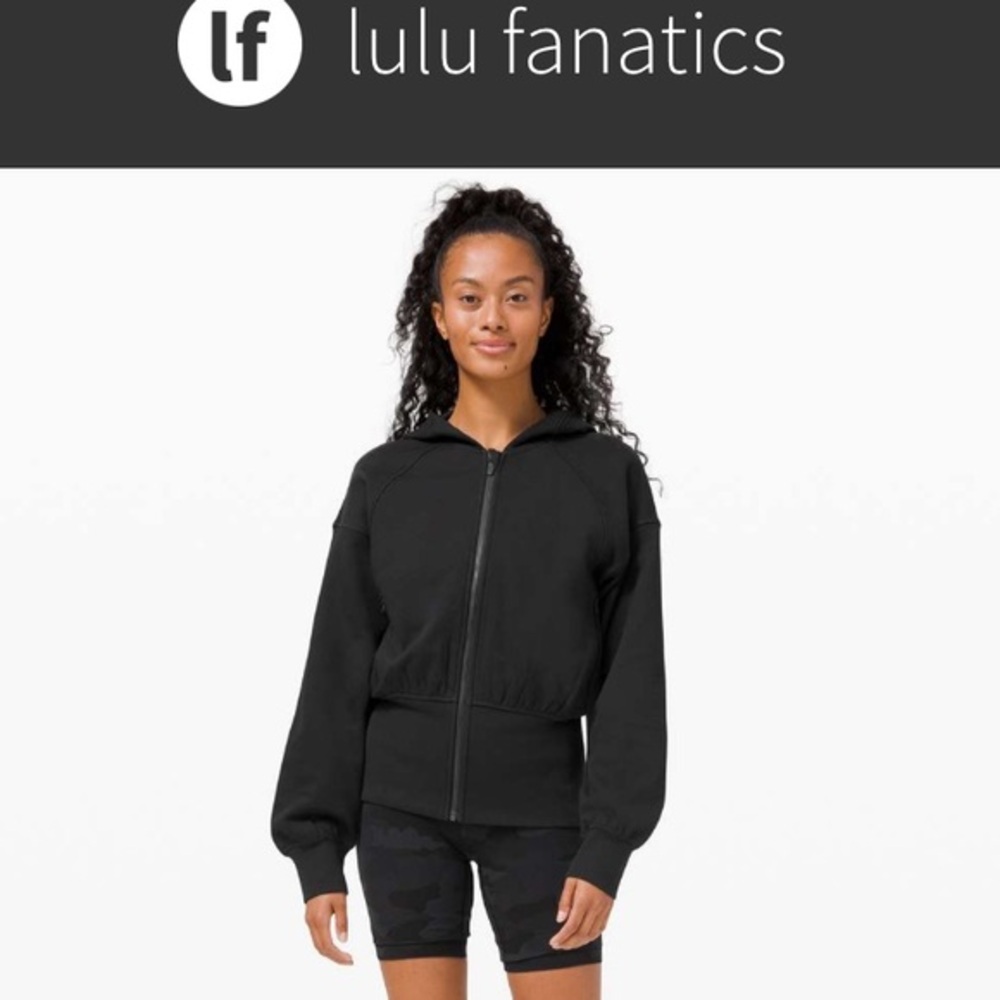 Lululemon Hugged-Waist Cotton Full Zip Hoodie Sweatshirt Jacket Sz 8 Black 863
